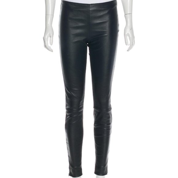 The Row Real Black Leather Pants MINT Shape + BONUS NEW ZARA Red Leather Pants - Picture 1 of 9